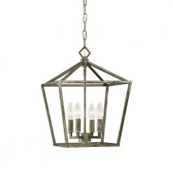 4-Light 12 in. Wide Antique Silver Taper Candle Pendant by Millennium Lighting
