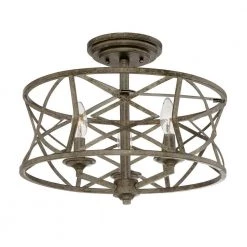 3-Light Antique Silver Semi-Flush Mount Light by Millennium Lighting