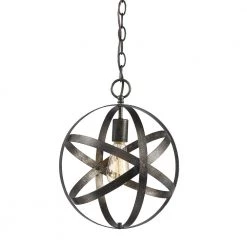 12 in. 1-Light Antique Silver Outdoor Pendant by Millennium Lighting