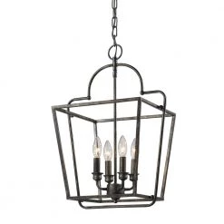 15 in. 4-Light Antique Silver Cage Pendant by Millennium Lighting