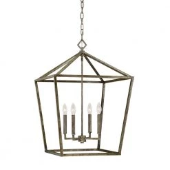 4-Light 20 in. Wide Taper Candle Antique Silver Pendant by Millennium Lighting