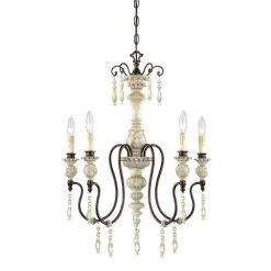 5-Lights Antique White/Bronze Chandelier by Millennium Lighting