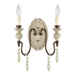 2-Light Antique White/Bronze Sconce by Millennium Lighting
