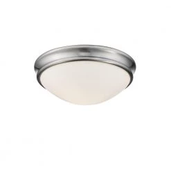 12 in. W 2-Light Brushed Nickel Ceiling Fixture Flush Mount Bowl with Glass Shade by Millennium Lighting