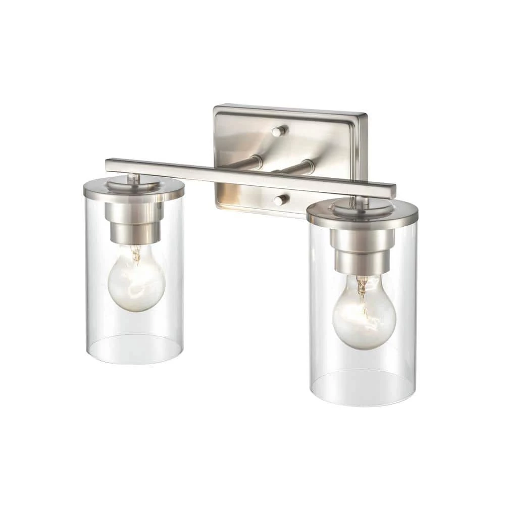Verlana 14 in. 2-Light Brushed Nickel Vanity Light with Clear Glass Shade by Millennium Lighting 3 Verlana 14 in. 2-Light Brushed Nickel Vanity Light with Clear Glass Shade by Millennium Lighting - Image 3