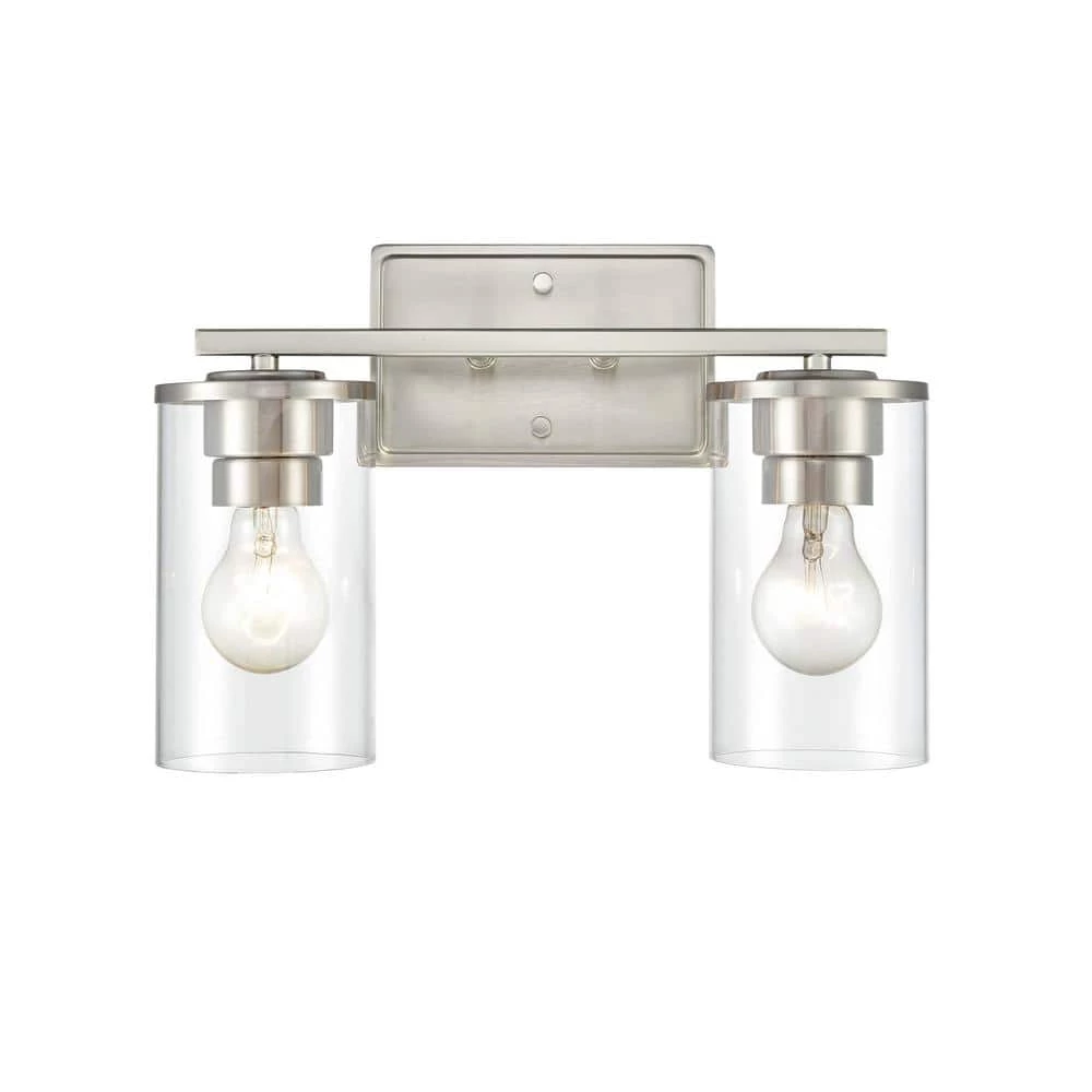 Verlana 14 in. 2-Light Brushed Nickel Vanity Light with Clear Glass Shade by Millennium Lighting 1 Verlana 14 in. 2-Light Brushed Nickel Vanity Light with Clear Glass Shade by Millennium Lighting
