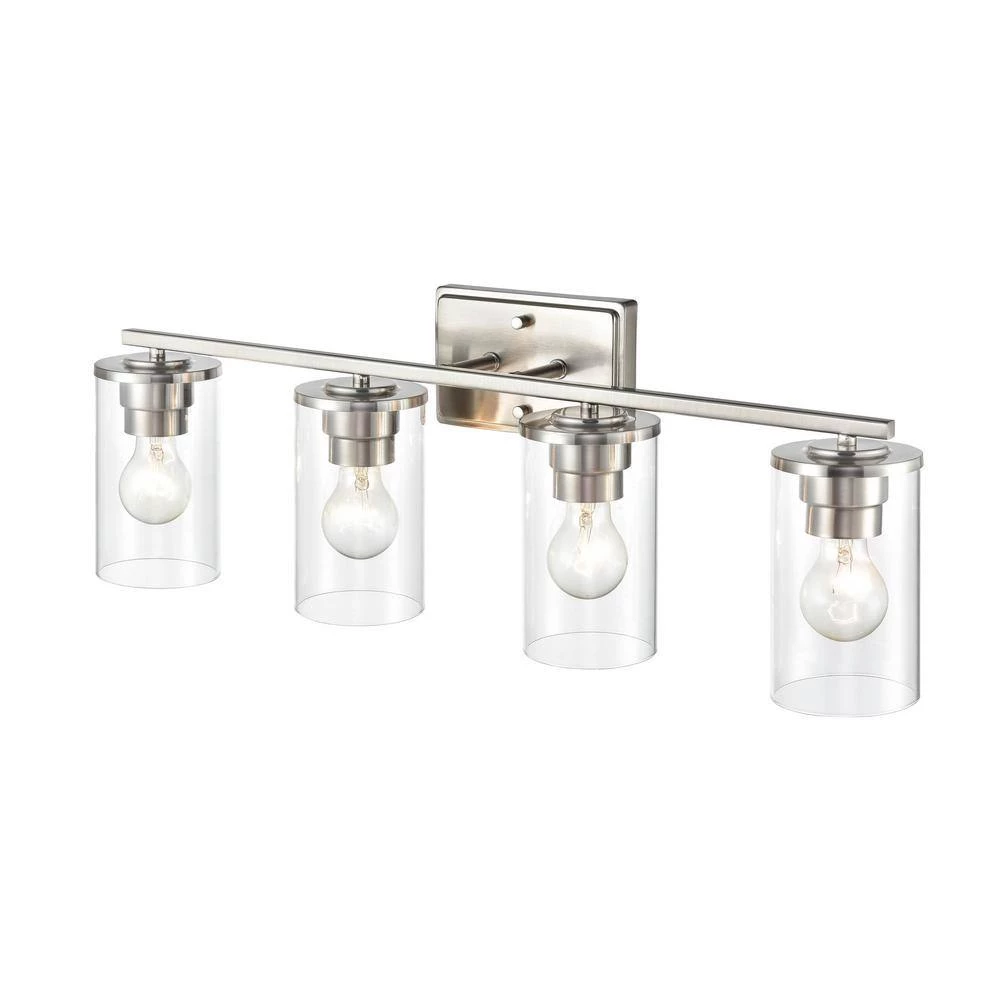Verlana 27.62 in. 4-Light Brushed Nickel Vanity Light with Clear Glass Shade by Millennium Lighting 3 Verlana 27.62 in. 4-Light Brushed Nickel Vanity Light with Clear Glass Shade by Millennium Lighting - Image 3