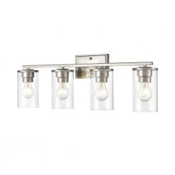 Verlana 27.62 in. 4-Light Brushed Nickel Vanity Light with Clear Glass Shade by Millennium Lighting