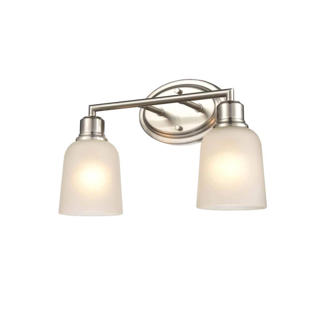 Amberle 15.25 in. 2-Light Brushed Nickel Vanity Light with Frosted White Glass Shade by Millennium Lighting 3 Amberle 15.25 in. 2-Light Brushed Nickel Vanity Light with Frosted White Glass Shade by Millennium Lighting - Image 3