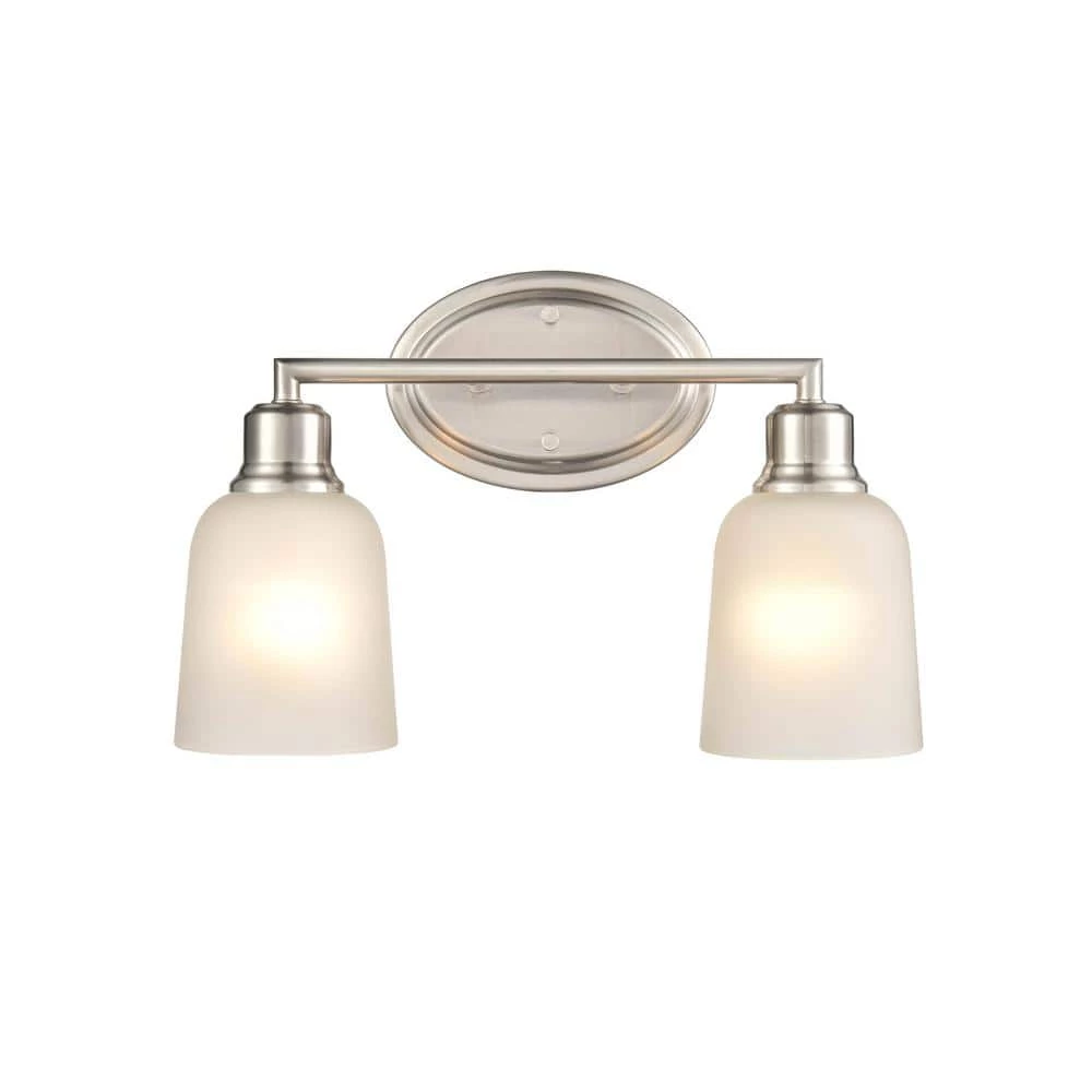 Amberle 15.25 in. 2-Light Brushed Nickel Vanity Light with Frosted White Glass Shade by Millennium Lighting 2 Amberle 15.25 in. 2-Light Brushed Nickel Vanity Light with Frosted White Glass Shade by Millennium Lighting - Image 2
