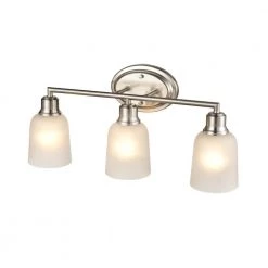 Amberle 22 in. 3-Light Brushed Nickel Vanity Light with Frosted White Glass Shade by Millennium Lighting