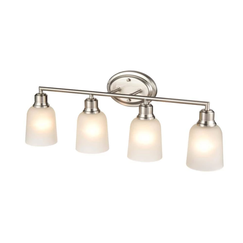 Amberle 28 in. 4-Light Brushed Nickel Vanity Light with Frosted White Glass Shade by Millennium Lighting 4 Amberle 28 in. 4-Light Brushed Nickel Vanity Light with Frosted White Glass Shade by Millennium Lighting - Image 4