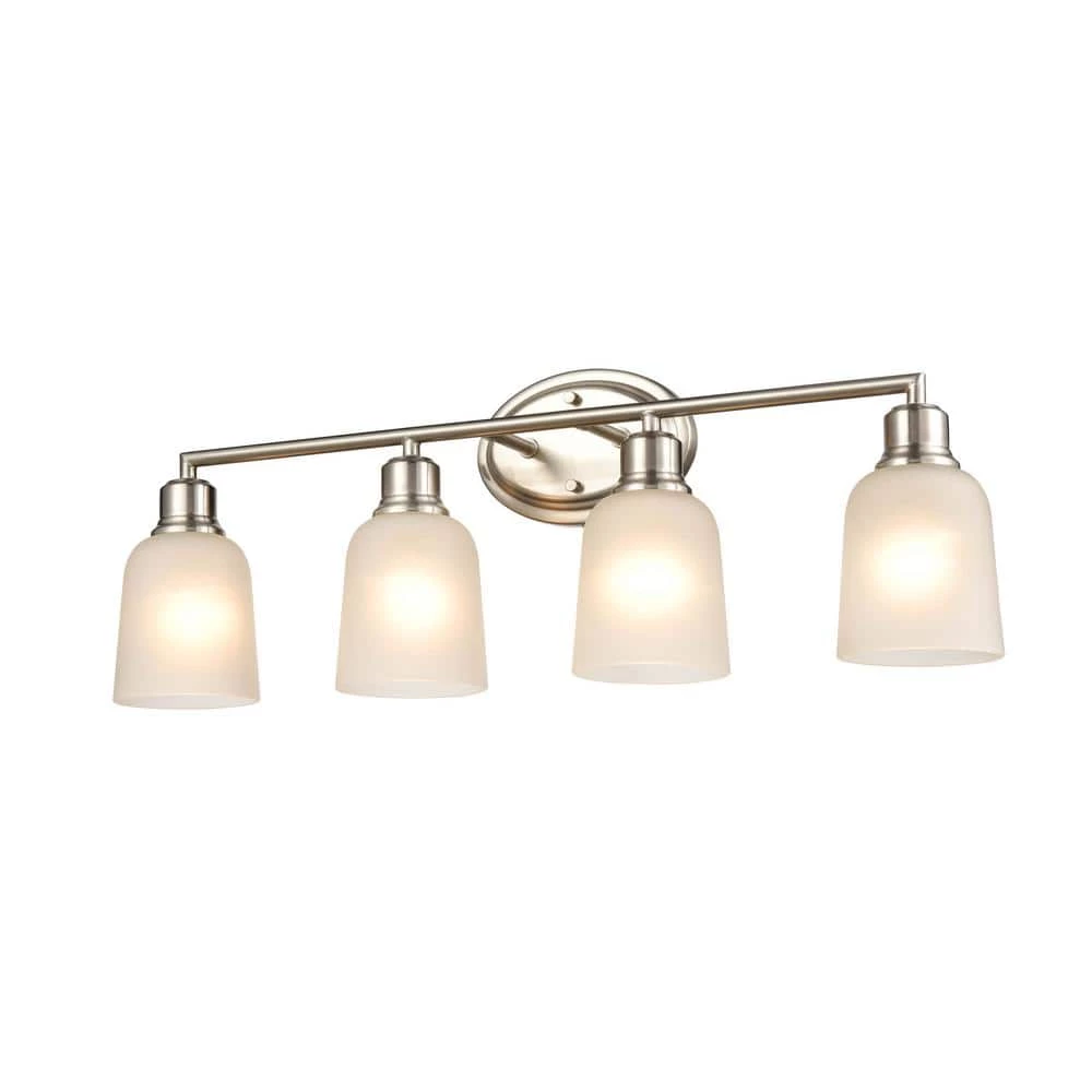 Amberle 28 in. 4-Light Brushed Nickel Vanity Light with Frosted White Glass Shade by Millennium Lighting 3 Amberle 28 in. 4-Light Brushed Nickel Vanity Light with Frosted White Glass Shade by Millennium Lighting - Image 3
