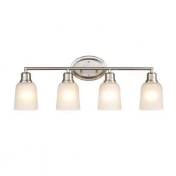 Amberle 28 in. 4-Light Brushed Nickel Vanity Light with Frosted White Glass Shade by Millennium Lighting