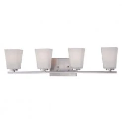 4-Light Brushed Nickel Vanity Light with Etched White Glass by Millennium Lighting