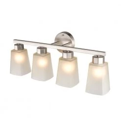 Coley 24.625 in. 4-Light Brushed Nickel Vanity Light with White Glass Shade by Millennium Lighting -Millennium Lighting Shop brushed nickel millennium lighting vanity lighting 4274 bn 4f 1000