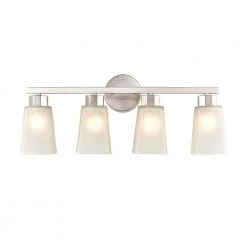Coley 24.625 in. 4-Light Brushed Nickel Vanity Light with White Glass Shade by Millennium Lighting