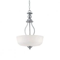 3-Light Brushed Pewter Pendant with Etched White Glass by Millennium Lighting