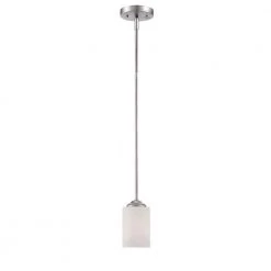 Lansing Brushed Pewter Mini Pendant with Etched White Glass by Millennium Lighting