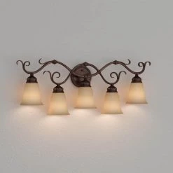 5-Light Burled Bronze/Silver Vanity Light with Florentine Scavo Glass by Millennium Lighting -Millennium Lighting Shop burled bronze silver millennium lighting vanity lighting 7055 bb s d4 1000
