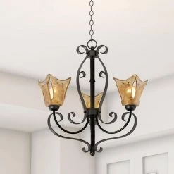 3-Light Burnished Gold Chandelier with Umber Swirl Glass by Millennium Lighting -Millennium Lighting Shop burnished gold millennium lighting chandeliers 7123 bg a0 1000
