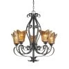 5-Light Burnished Gold Chandelier with Umber Swirl Glass by Millennium Lighting