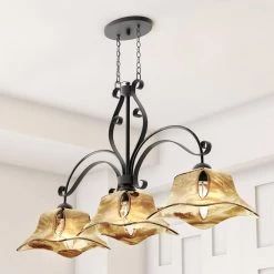 3-Light Burnished Gold Island Pendant with Umber Swirl Glass by Millennium Lighting -Millennium Lighting Shop burnished gold millennium lighting chandeliers 7223 bg a0 1000
