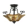 3-Light Burnished Gold Semi Flush Mount with Umber Swirl Glass by Millennium Lighting
