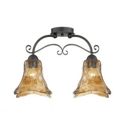 2-Light Burnished Gold Pendant with Umber Swirl Glass by Millennium Lighting