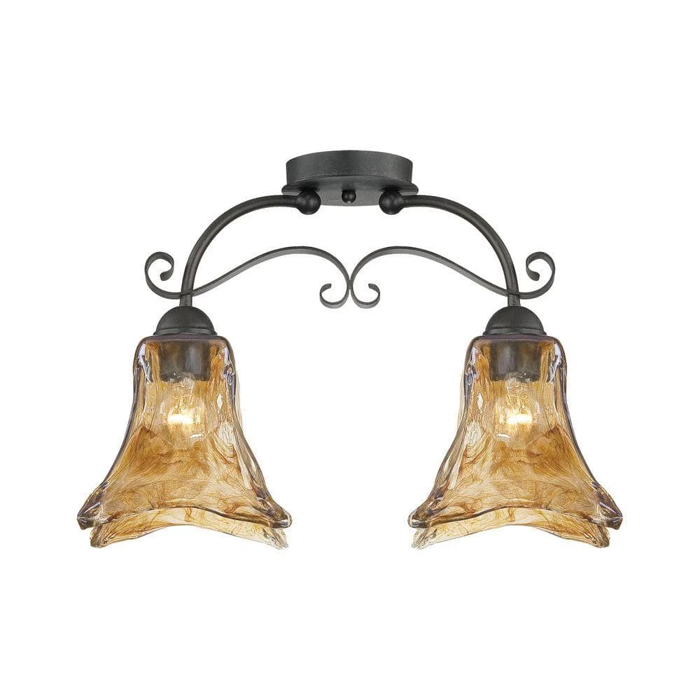 2-Light Burnished Gold Pendant with Umber Swirl Glass by Millennium Lighting 1 2-Light Burnished Gold Pendant with Umber Swirl Glass by Millennium Lighting