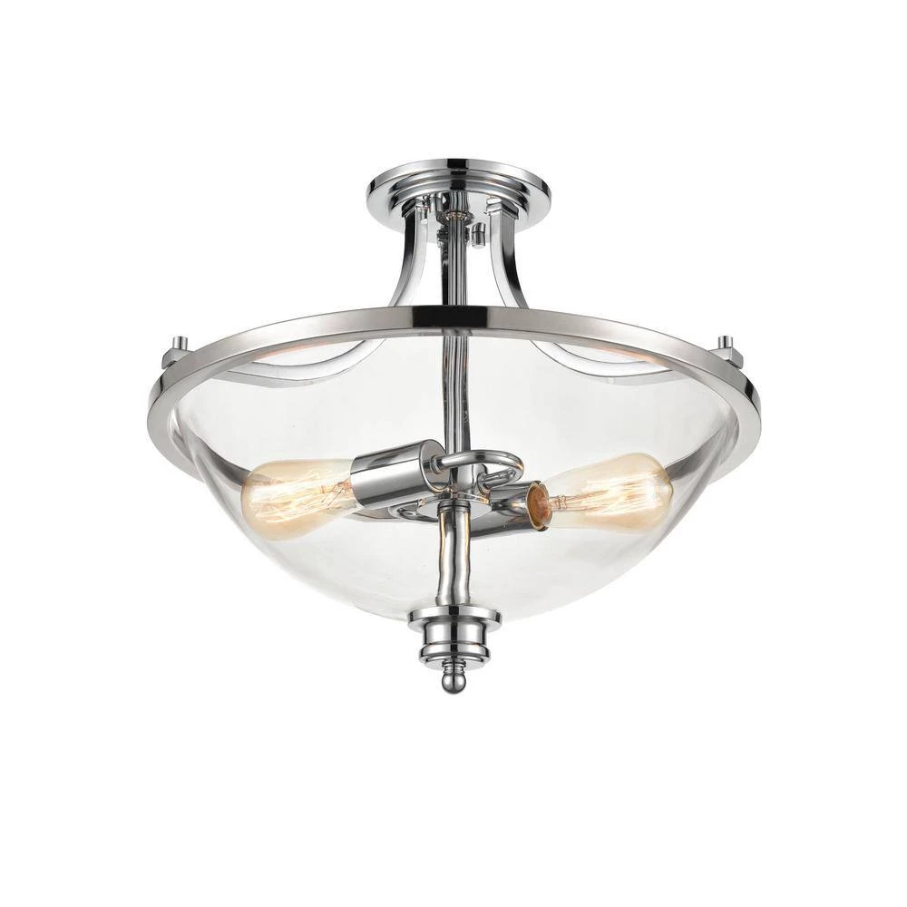 19 in. 2-Light Chrome Semi-Flush Ceiling Flush Mount by Millennium Lighting 3 19 in. 2-Light Chrome Semi-Flush Ceiling Flush Mount by Millennium Lighting - Image 3