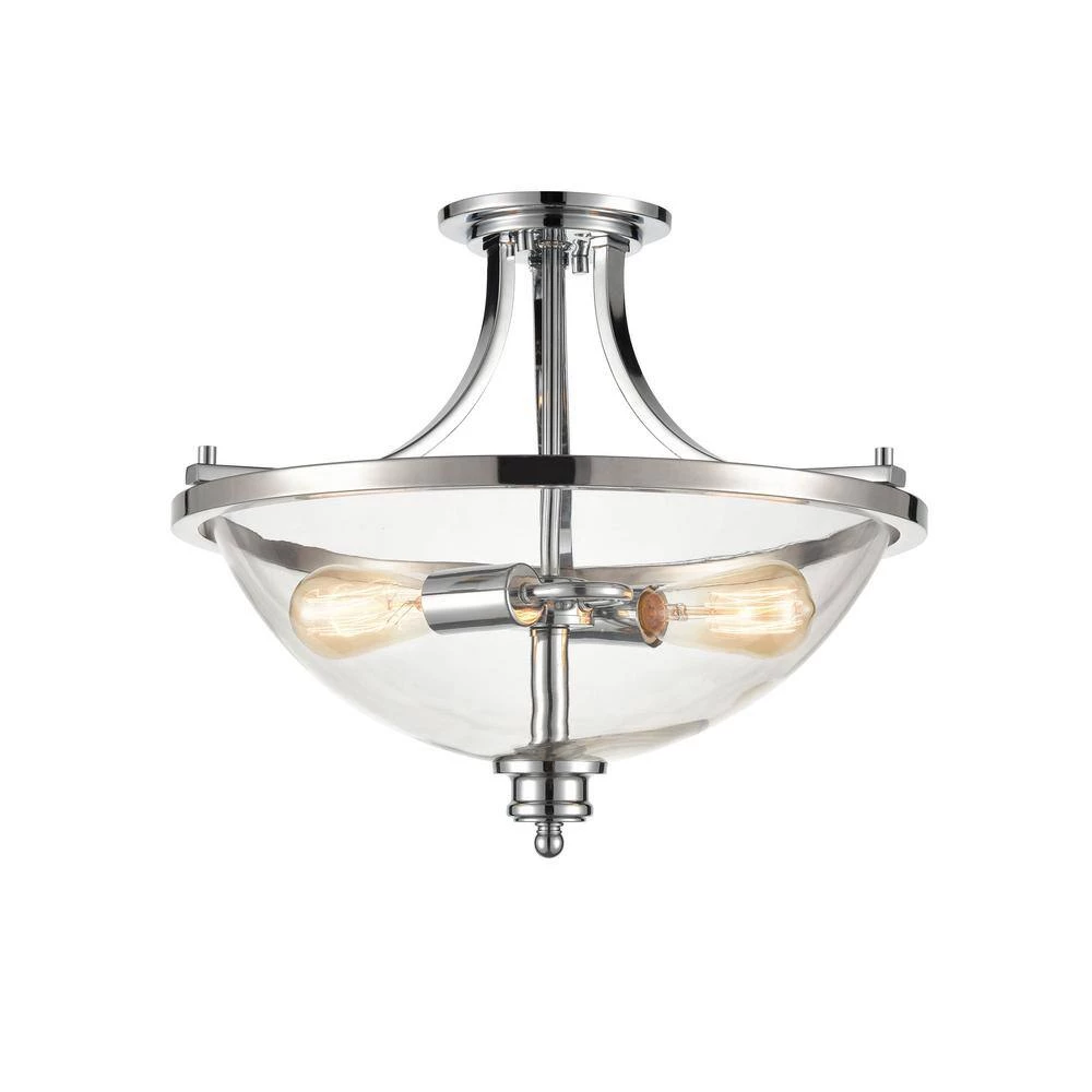 19 in. 2-Light Chrome Semi-Flush Ceiling Flush Mount by Millennium Lighting 2 19 in. 2-Light Chrome Semi-Flush Ceiling Flush Mount by Millennium Lighting - Image 2