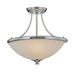 3-Light Chrome Semi Flush Mount with Etched White Glass by Millennium Lighting