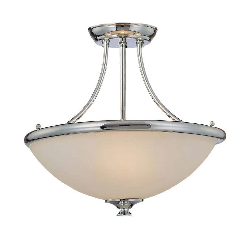 3-Light Chrome Semi Flush Mount with Etched White Glass by Millennium Lighting 1 3-Light Chrome Semi Flush Mount with Etched White Glass by Millennium Lighting