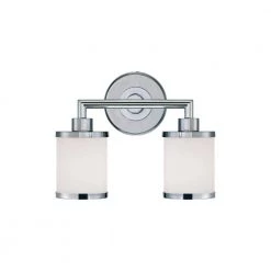 2-Light Chrome Vanity Light with Etched White Glass by Millennium Lighting
