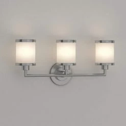 3-Light Chrome Vanity Light with Etched White Glass by Millennium Lighting -Millennium Lighting Shop chrome millennium lighting vanity lighting 223 ch d4 1000