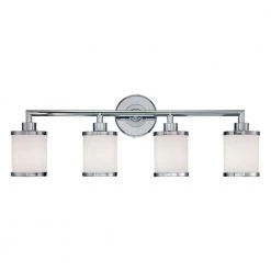 4-Light Chrome Vanity Light with Etched White Glass by Millennium Lighting