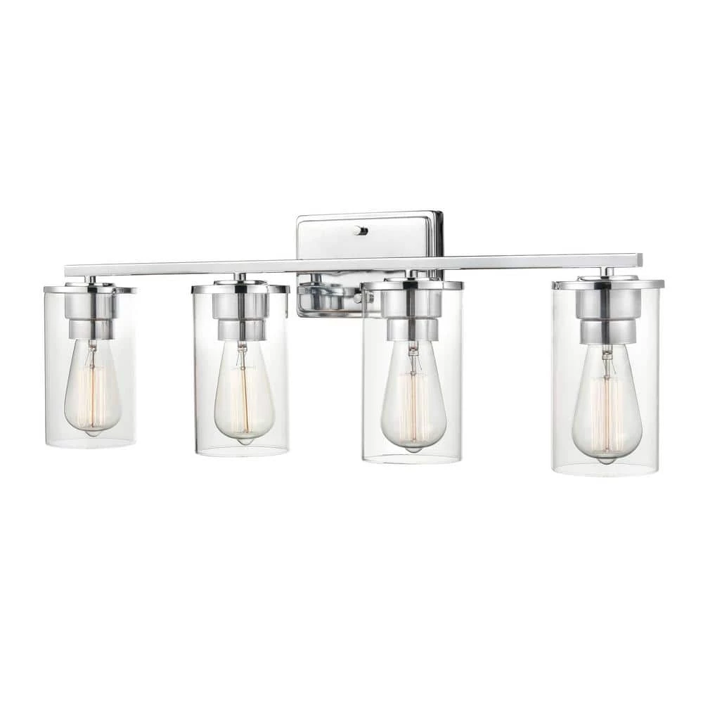 Verlana 27.625 in. 4-Light Chrome Bathroom Vanity Light with Clear Glass Shade by Millennium Lighting 5 Verlana 27.625 in. 4-Light Chrome Bathroom Vanity Light with Clear Glass Shade by Millennium Lighting - Image 5