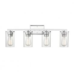 Verlana 27.625 in. 4-Light Chrome Bathroom Vanity Light with Clear Glass Shade by Millennium Lighting