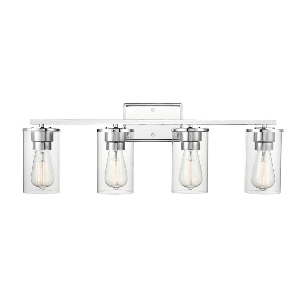 Verlana 27.625 in. 4-Light Chrome Bathroom Vanity Light with Clear Glass Shade by Millennium Lighting 1 Verlana 27.625 in. 4-Light Chrome Bathroom Vanity Light with Clear Glass Shade by Millennium Lighting