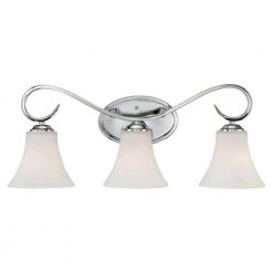 3-Light Chrome Vanity Light with Etched White Glass by Millennium Lighting