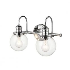 Ella 15 in. 2-Light Chrome Vanity Light with Clear Glass Shade by Millennium Lighting