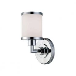 1-Light Chrome Wall Sconce with Etched White Glass by Millennium Lighting