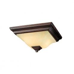 2-Light Euro Bronze Flush Mount with Turinian Scavo Glass by Millennium Lighting
