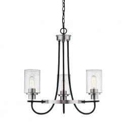 3-Lights 24 in. Matte Black/Brushed Nickel Chandelier by Millennium Lighting
