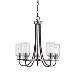 5-Lights 25.5 in. Matte Black/Brushed Nickel Chandelier by Millennium Lighting