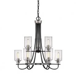 9-Lights 28.5 in. Matte Black/Brushed Nickel Chandelier by Millennium Lighting