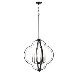 24 in. Wide 6-Light Matte Black/Polished Nickel Pendant by Millennium Lighting