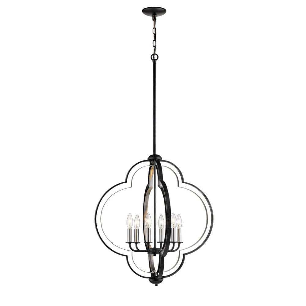 24 in. Wide 6-Light Matte Black/Polished Nickel Pendant by Millennium Lighting 1 24 in. Wide 6-Light Matte Black/Polished Nickel Pendant by Millennium Lighting