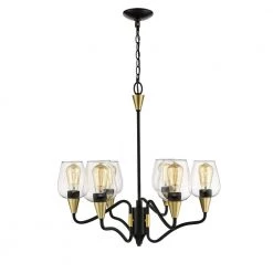 6-Lights 26 in. Matte Black/Gold Chandelier by Millennium Lighting